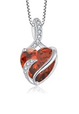 tiny silver heart infinity garnet birthstone baby necklace